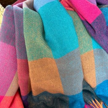 Super Soft Colour Block Scarf In Blue And Purple, 3 of 5