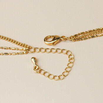 Rose Gold Leaf Pendant Long Triple Chain Necklace, 3 of 5
