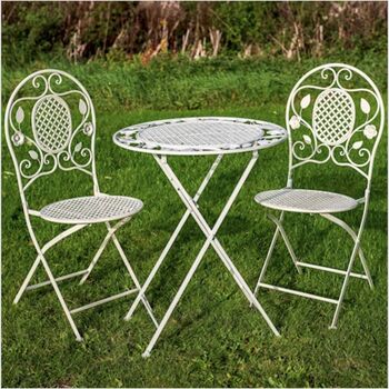 Vintage Cream Bistro Table And Chairs Set, 2 of 6