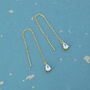 Sterling Silver Cz Droplet Threader Earrings, thumbnail 6 of 11