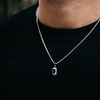 Mens Silver Vintage Black Diamond Pendant Necklace, 11 of 12