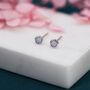 Sterling Silver Tiny Pink Opal Stud Earrings, thumbnail 1 of 10