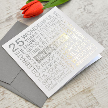 Personalised Metallic Silver Wedding Anniversary Card, 2 of 4