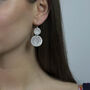 Sterling Silver Dangly Leaf Disc Earrings, thumbnail 2 of 4