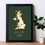 Personalised Gold Map Print, Engagement Gift, thumbnail 1 of 10
