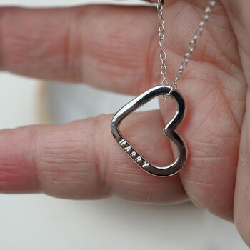 Personalised Hand Stamped Open Heart Necklace, 6 of 10