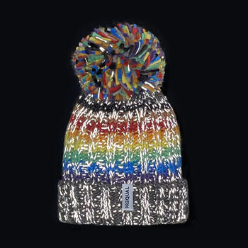 Eight Colour Pride Rainbow Luxury Reflective Bobble Hat, 2 of 2
