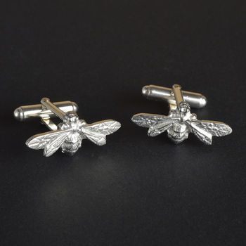 Bee Cufflinks, English Pewter And Silver Gifts For Men, 2 of 9