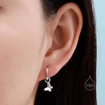Mismatched Butterfly And Dragonfly Huggie Hoops In Sterling Silver, 3 of 12