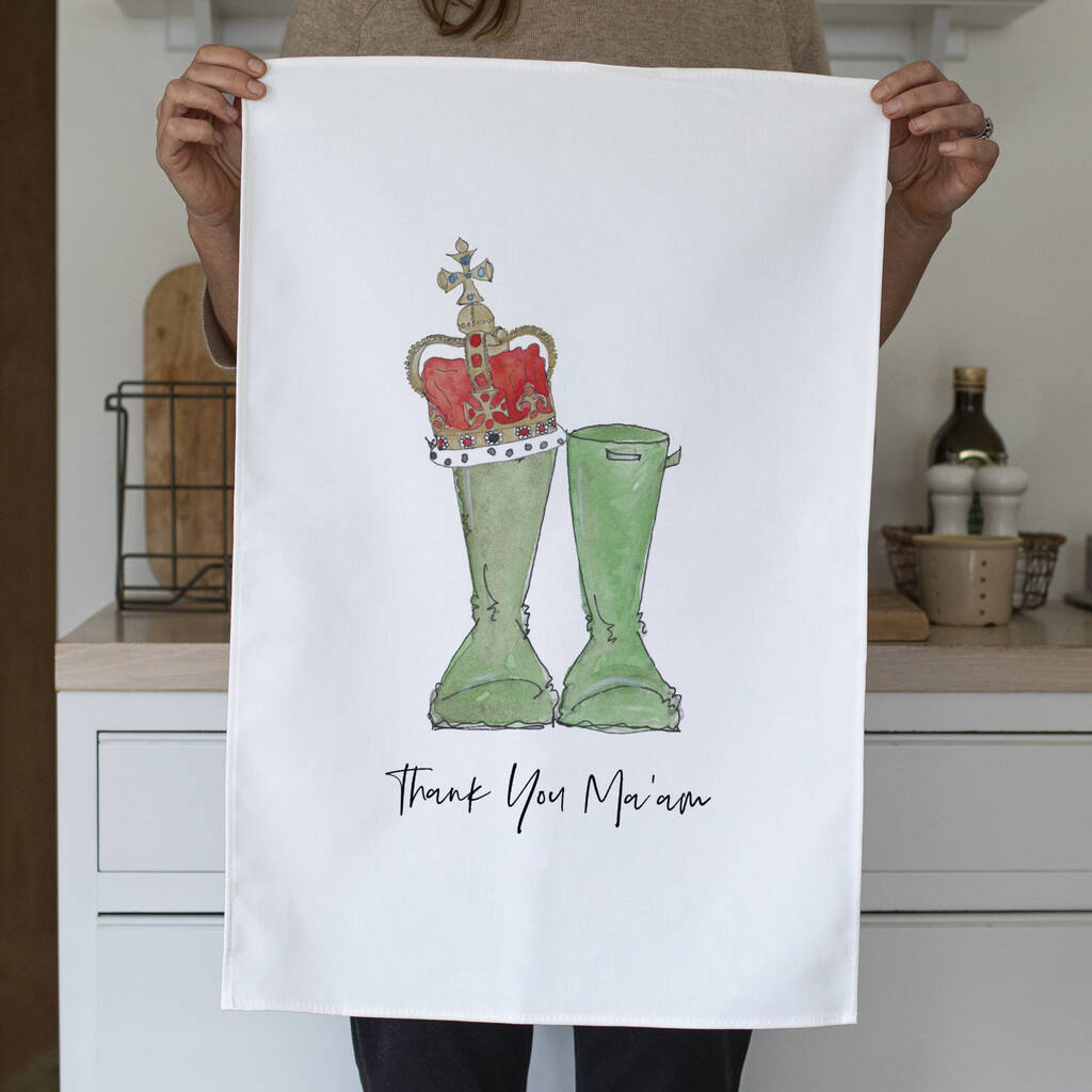 Thank You Ma'am Royal Welly Remembrance Tea Towel