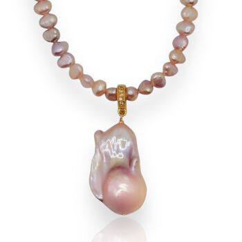 Large Pink Baroque Pearl Pendant Necklace, 5 of 5