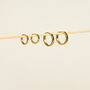 Set Of Two Essential Everyday Flat Huggie Hoops – 18 K Gold Plated, thumbnail 1 of 2