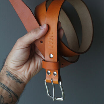 Personalised Leather Belt In Tan, 3 of 10