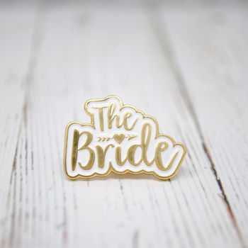 The Bride And The Groom Wedding Enamel Lapel Pin Set, 6 of 12