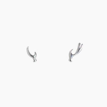 Baby Deer Antler Stud Sterling Silver Earrings, 3 of 7