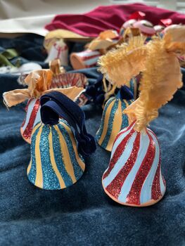 Blue And Red Striped Painted Bell Bauble, 11 of 11