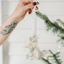 Gold Crescent Moon Dried Flower Christmas Bauble, thumbnail 3 of 4