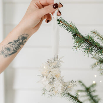 Gold Crescent Moon Dried Flower Christmas Bauble, 3 of 4