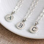 Sterling Silver Round Initial Charm Necklace, thumbnail 2 of 6