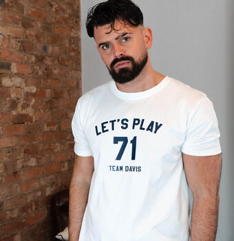 Personalised Let's Play Varsity T Shirt, 2 of 4