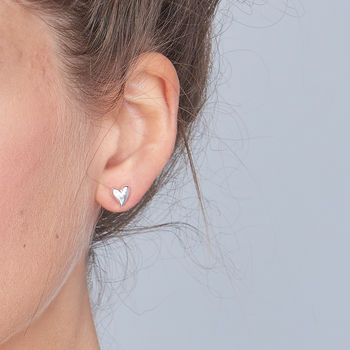 Simply Heart Silver Stud Earrings, 3 of 4