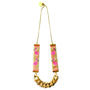 Hand Beaded Flamingo Print Gold Chain Necklace, thumbnail 2 of 4