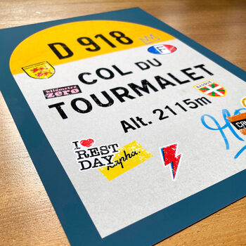 Personalised Cycling Road Sign, Col Du Tourmalet Poster, 4 of 9