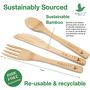 24 Pack Reusable Bamboo Cutlery Set, thumbnail 8 of 10