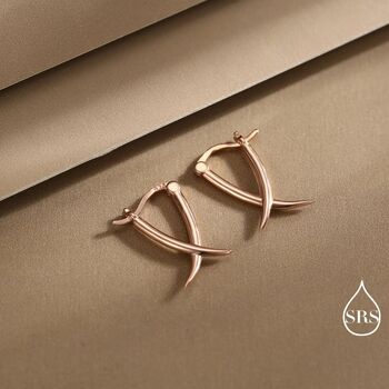 Minimalist Sterling Silver Tusks Hoop Earrings, 7 of 11