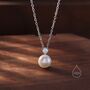 Natural Pearl And Cz Bezel Necklace In Sterling Silver, thumbnail 4 of 10