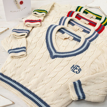 Toffee Moon First Christmas Personalised Cricket Jumper, 2 of 12