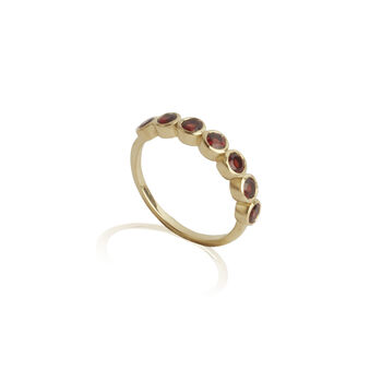 Garnet Stacking Band Ring Gold Plated Sterling Silver, 2 of 11