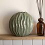 Narrow Wavy Ribbed Green Vase, thumbnail 2 of 4