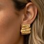 Women’s Large Rectangular Textured Stud Earrings In 18k Gold, Statement Jewellery, thumbnail 1 of 4