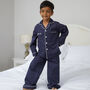 Boy's Personalised Navy Cotton Pyjamas, thumbnail 8 of 10