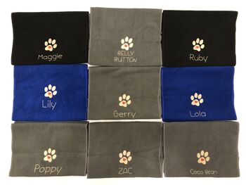 Personalised Microfibre Dog Towel With Name And Paw Motif, 6 of 6