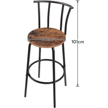 Set Of Two Bar Stools Chairs Kitchen Seats Footrest, 9 of 9