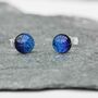 Sapphire Blue Small Round Glass Stud Earrings, thumbnail 1 of 12