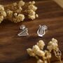 Mismatched Harp And Lyre Stud Earrings In Sterling Silver, thumbnail 2 of 12