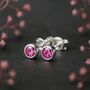 Sterling Silver October Tourmaline Birthstone Stud Earrings, thumbnail 1 of 5