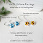 Iris Birthstone Earrings Sterling Silver, thumbnail 4 of 5