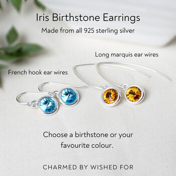 Iris Birthstone Earrings Sterling Silver, 4 of 5