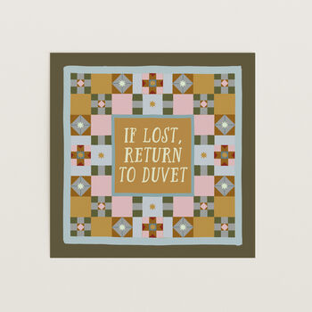 If Lost, Return To Duvet Bedroom Print, 5 of 11