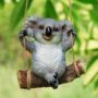 Garden Ornament Swinging Koala Bear Animal Resin Statue, thumbnail 1 of 3