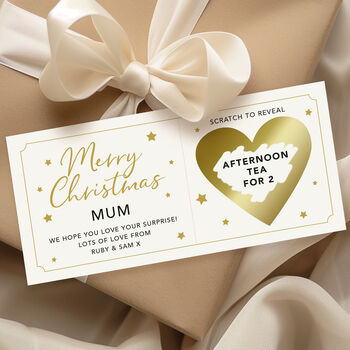 Personalised Christmas Surprise Scratch Card: Gold / Red Heart Design, 2 of 12