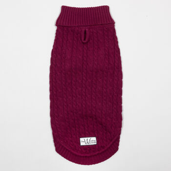 Burgundy Organic Cotton Cable Knit Dog Jumper, 3 of 5