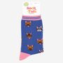 Women's Bamboo Socks Blue French Bulldogs, thumbnail 4 of 4