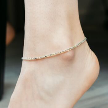 Orange Sterling Silver Minimalistic Chain Payal Anklet, 6 of 6