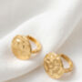 Gold Textured Disc Huggie Hoop Earring, thumbnail 2 of 5