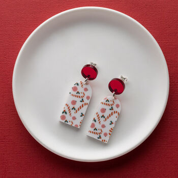 Sterling Silver Festive Christmas Candy Cane Earrings, 2 of 3